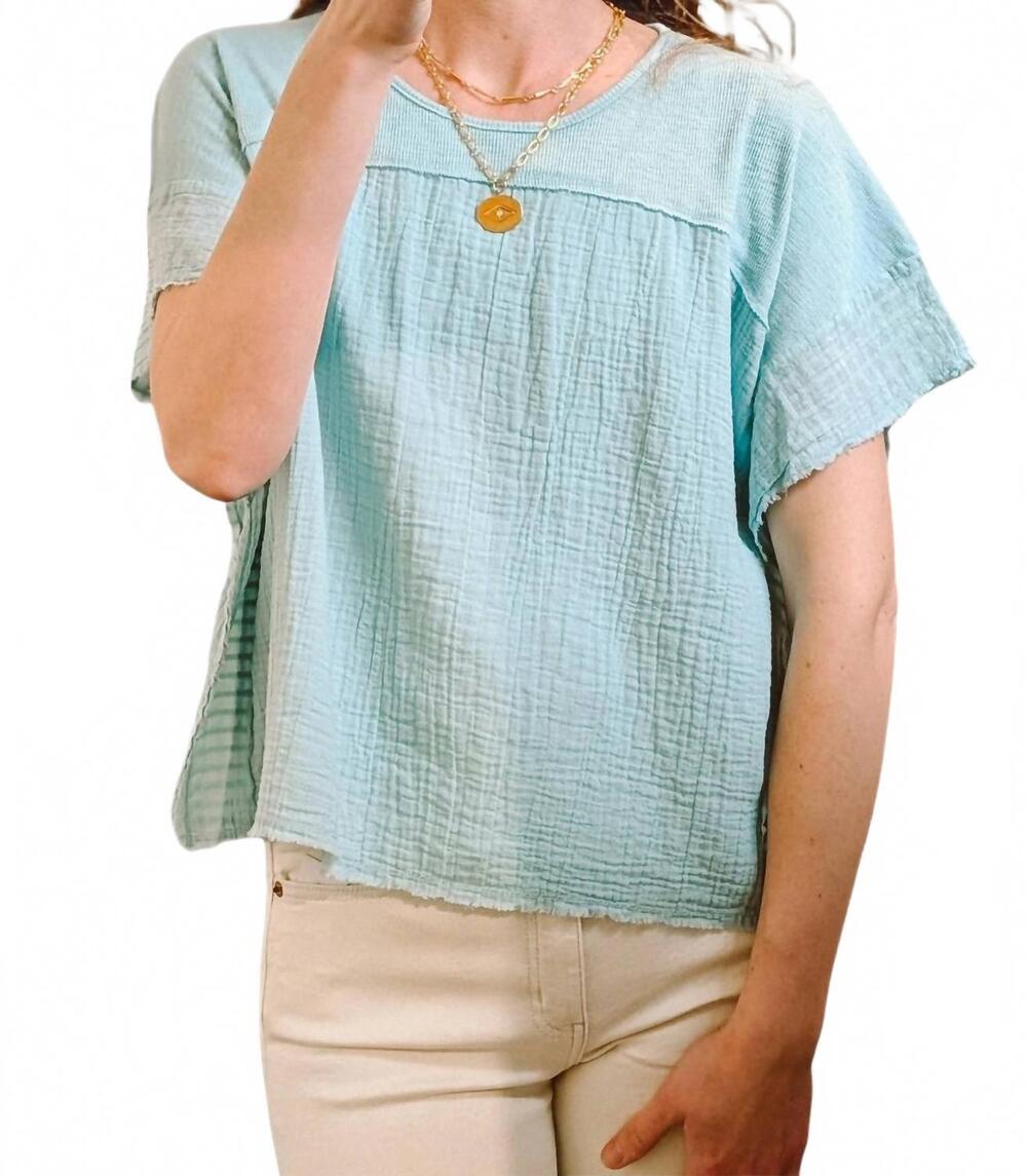 NEW HELLO NITE shay gauze top in seafoam